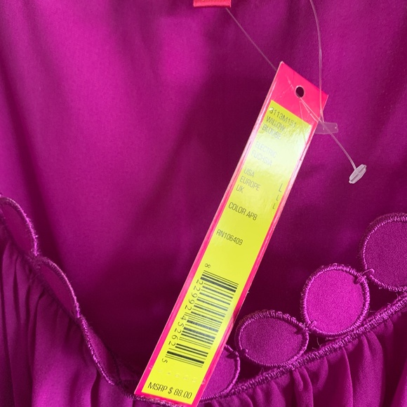 NWT Catherine Malandrino Silk Tank (L) gorgeous hot pink/magenta - Picture 2 of 7